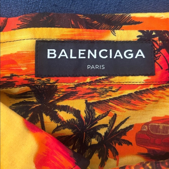 Balenciaga Tropical Print Shirt - Orange and Black - Picture 6 of 8